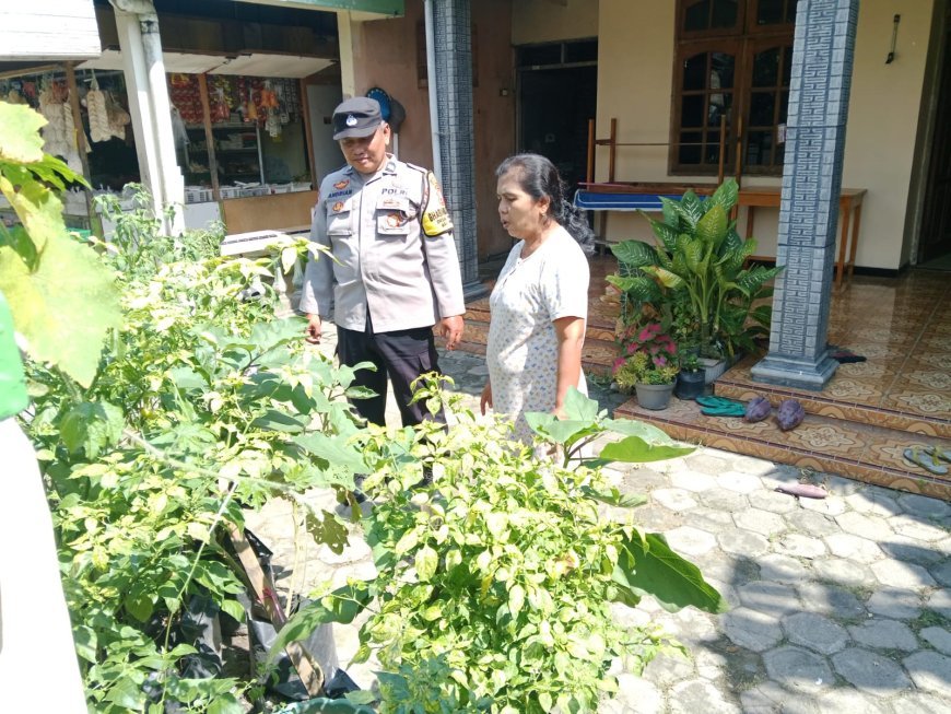 Bhabinkamtibmas Polres Madiun Sambangi Lahan Pertanian Warga, Dukung Ketahanan Pangan Nasional